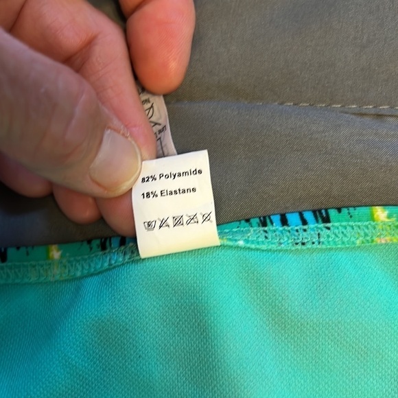 Damsel bikini bottoms multicolored w/ Silver balls & 6 green straps on sides - Picture 6 of 7